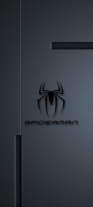 Spider-Man Minimalist Black Spider Logo on Dark Textured Surface, SpiderMan, trending, home coming, marvel, spider man logo, IamMSA, Avengers, no way home HD phone wallpaper