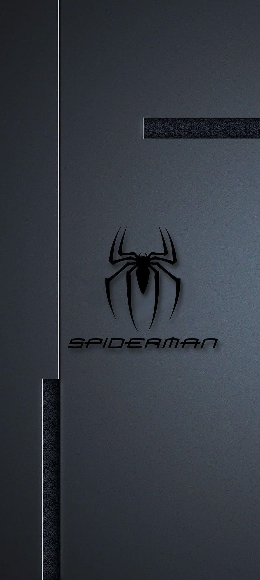 Spider-Man Minimalist Black Spider Logo on Dark Textured Surface, SpiderMan, trending, home coming, marvel, spider man logo, IamMSA, Avengers, no way home HD phone wallpaper