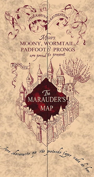 Harry Potter Marauder's Map Hogwarts Castle Vintage Parchment Illustration HD phone wallpaper