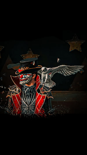 PUBG Mobile Joker Character with Hawk and Top Hat in Dark Circus Setting HD phone wallpaper