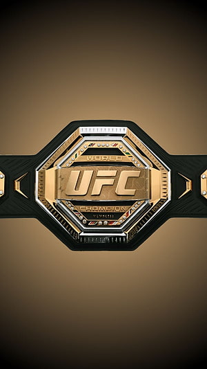 UFC World Champion Belt Gold Plaque Close-Up on Dark Background HD phone wallpaper