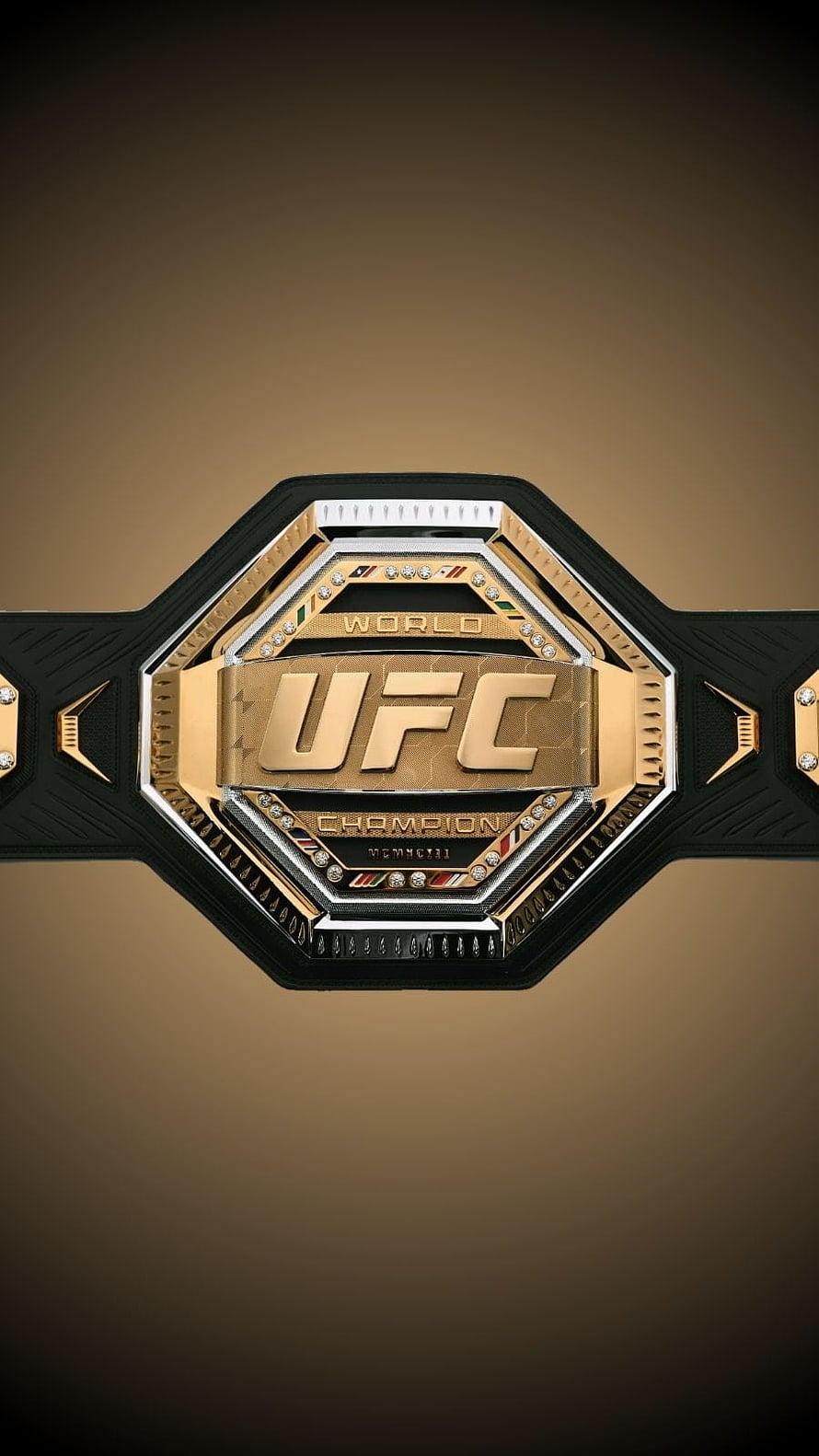 UFC World Champion Belt Gold Plaque Close-Up on Dark Background HD phone wallpaper