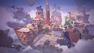 Ascent Map in Valorant Featuring Floating Italian Town and Clock Tower HD wallpaper