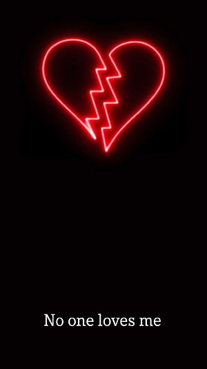 Broken Heart Neon Sign with Sad Quote on Black Background HD phone wallpaper