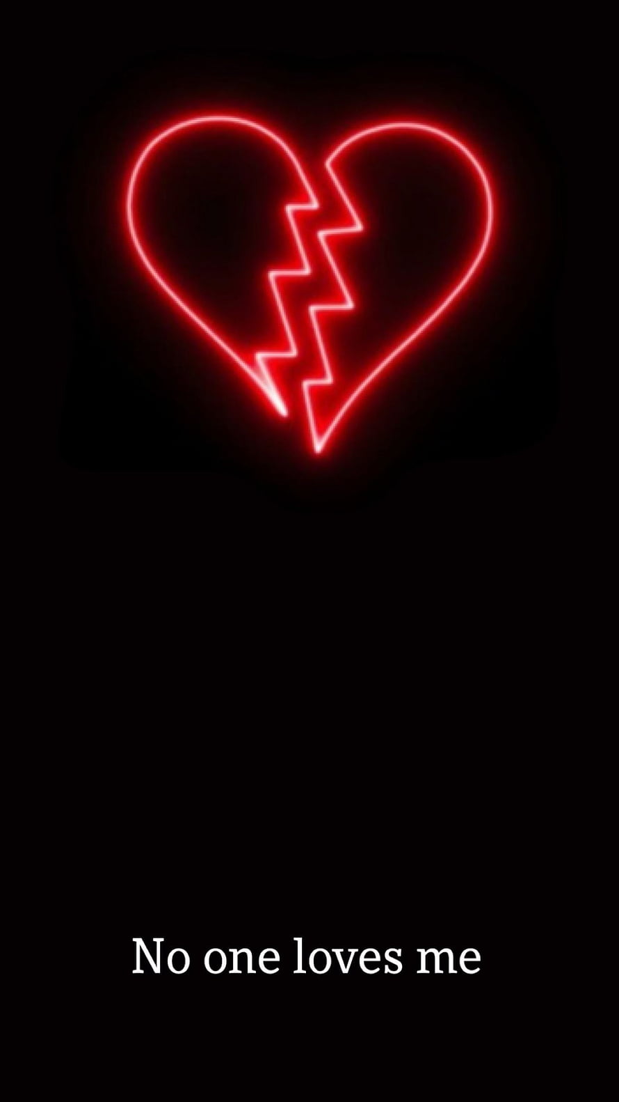 Broken Heart Neon Sign with Sad Quote on Black Background HD phone wallpaper