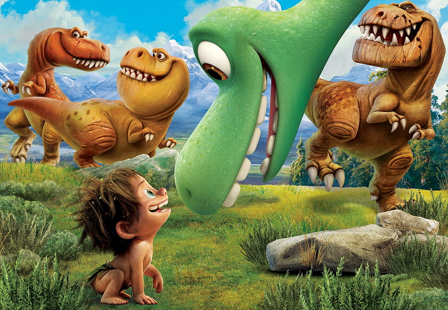 The Good Dinosaur Animated Movie Poster Featuring Arlo and Spot in a Prehistoric Landscape HD wallpaper