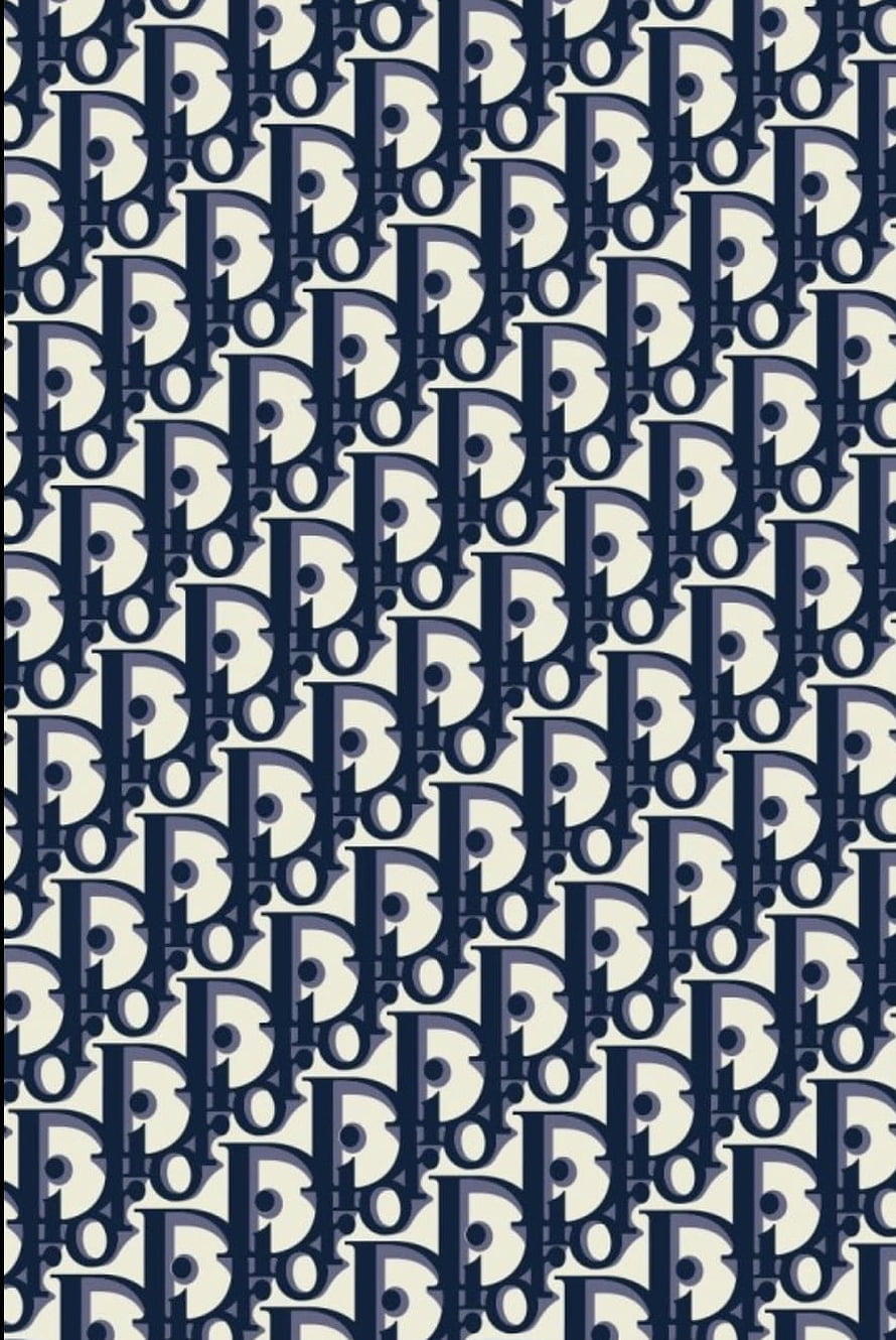 Christian Dior Oblique Monogram Pattern in Navy and Cream HD phone wallpaper