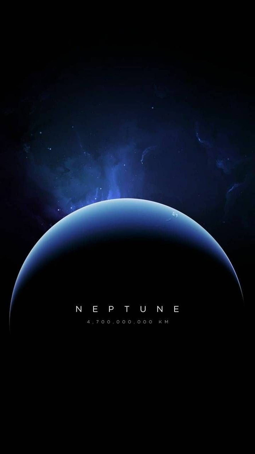Neptune Planet in Deep Space with Blue Nebula and Starry Background HD phone wallpaper
