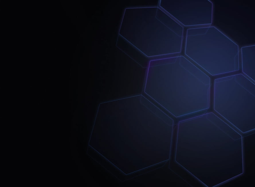 Dark Geometric Hexagon Pattern with Neon Blue and Purple Glowing Edges on Black Background HD wallpaper
