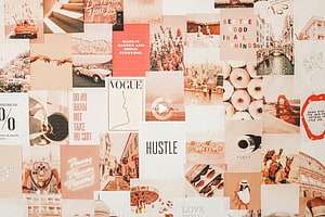 Warm Toned Aesthetic Mood Board Collage With Vintage Photos And Typography HD wallpaper