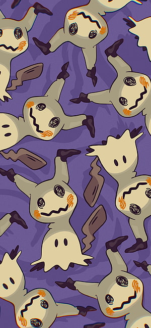Mimikyu Pattern Wallpaper with Purple Background and Ghostly Anime Style HD phone wallpaper