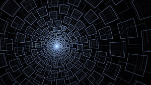 Hypnotic Geometric Tunnel with Receding Square Grids and Central Light Point HD wallpaper