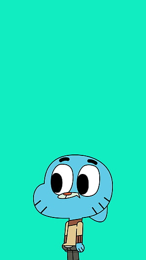 Gumball Watterson from The Amazing World of Gumball on a Solid Teal Background HD phone wallpaper
