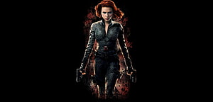Black Widow in Tactical Suit Holding Dual Pistols Against Dark Background HD wallpaper