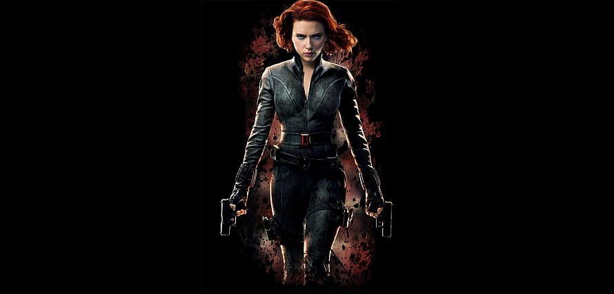 Black Widow in Tactical Suit Holding Dual Pistols Against Dark Background HD wallpaper
