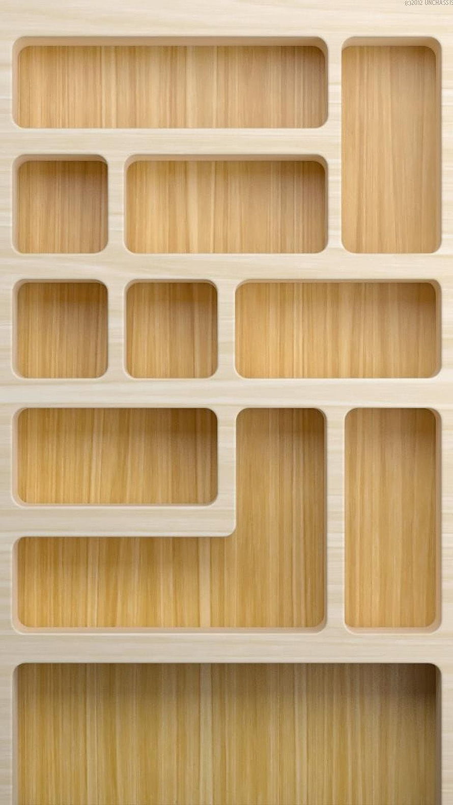 Minimalist Light Wood Shelf Grid Pattern with Geometric Rectangular Compartments HD phone wallpaper