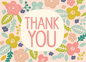 Cute Floral Thank You Card With Pastel Blooms And Leaves On Soft Pink Background HD wallpaper