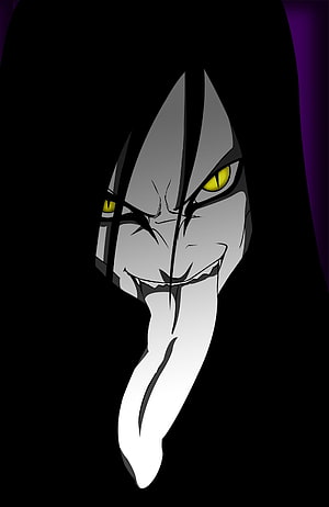 Orochimaru Anime Villain Portrait with Glowing Yellow Eyes and Long Tongue HD phone wallpaper