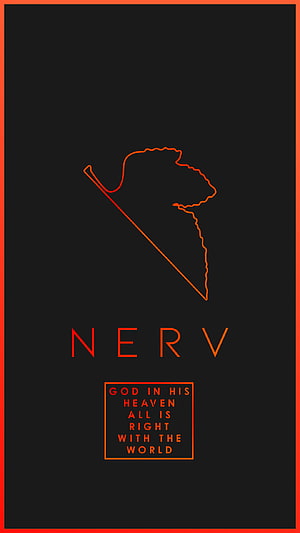Evangelion NERV Logo Minimalist Red Line Art on Black Background HD phone wallpaper