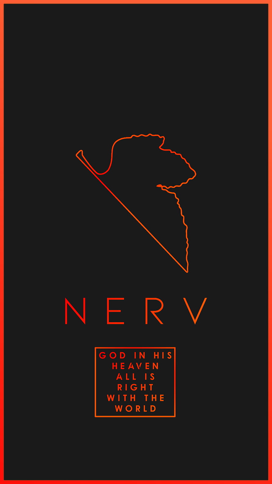Evangelion NERV Logo Minimalist Red Line Art on Black Background HD phone wallpaper
