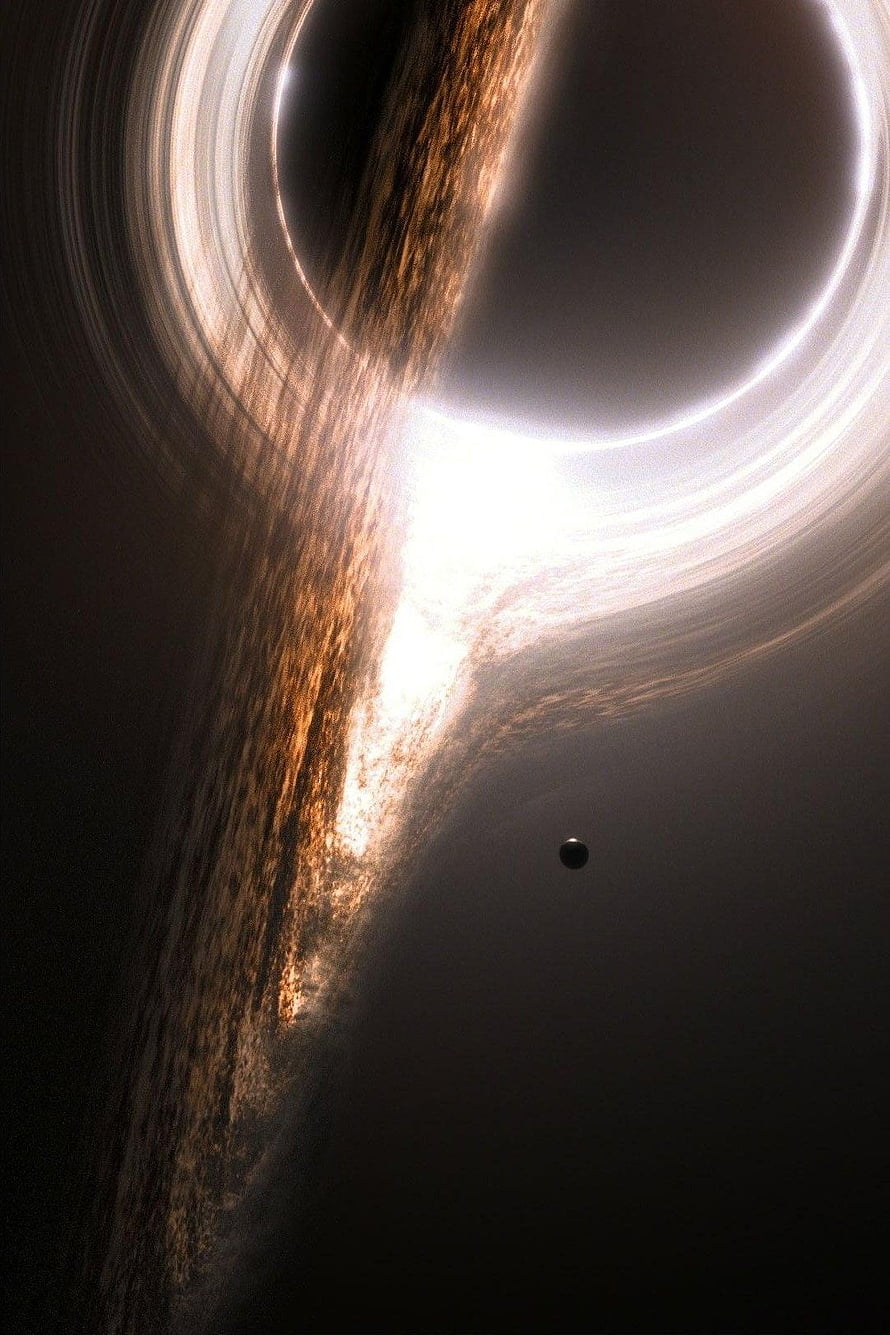 Gargantua Black Hole from Interstellar with Accretion Disk and Gravitational Lensing HD phone wallpaper