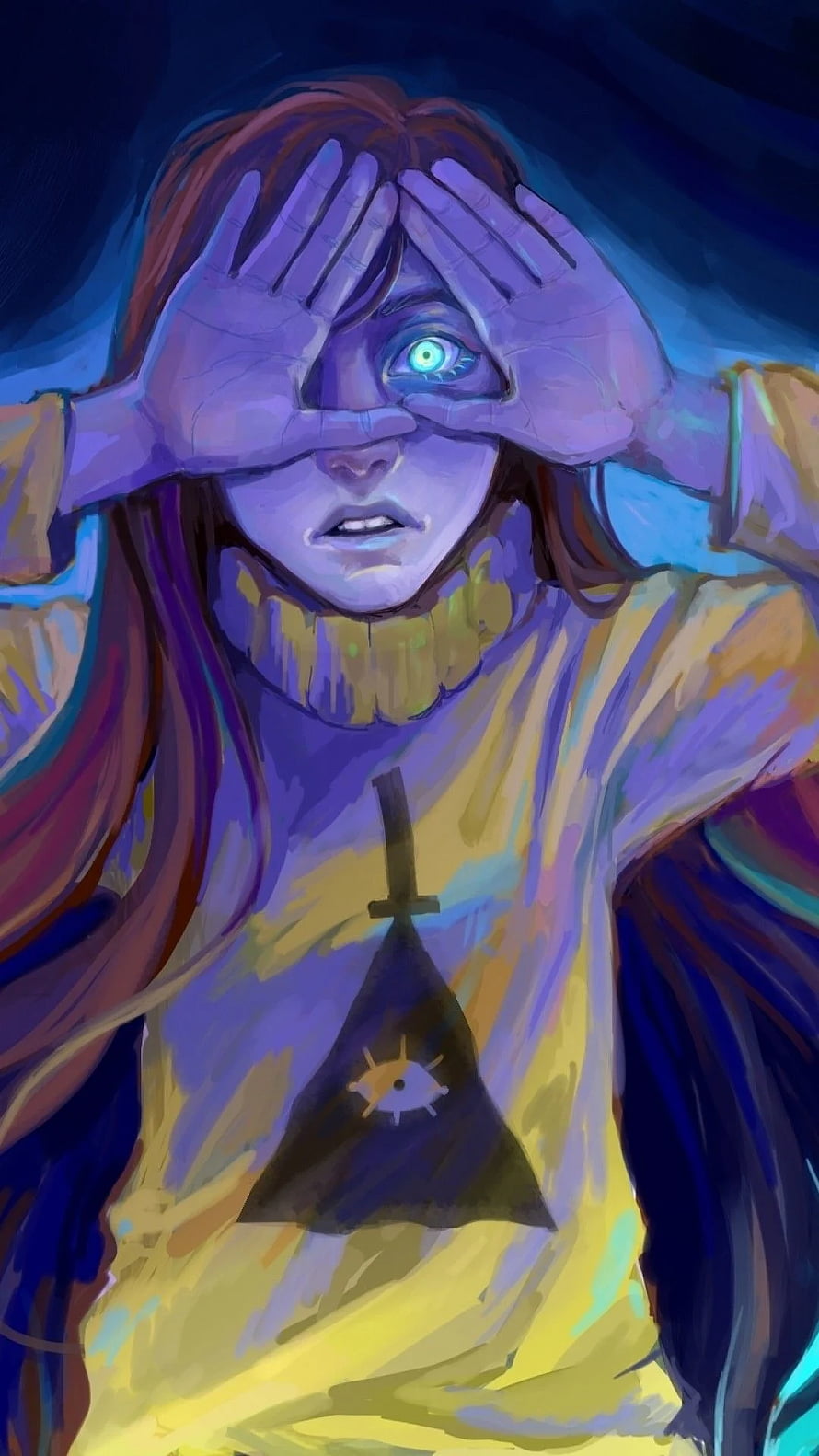 Gravity Falls Mabel Pines Digital Art with Triangular Eye Symbol HD phone wallpaper