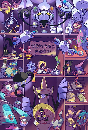 Aegislash and Ghost Type Pokemon Collection in a Mysterious Storage Room HD phone wallpaper