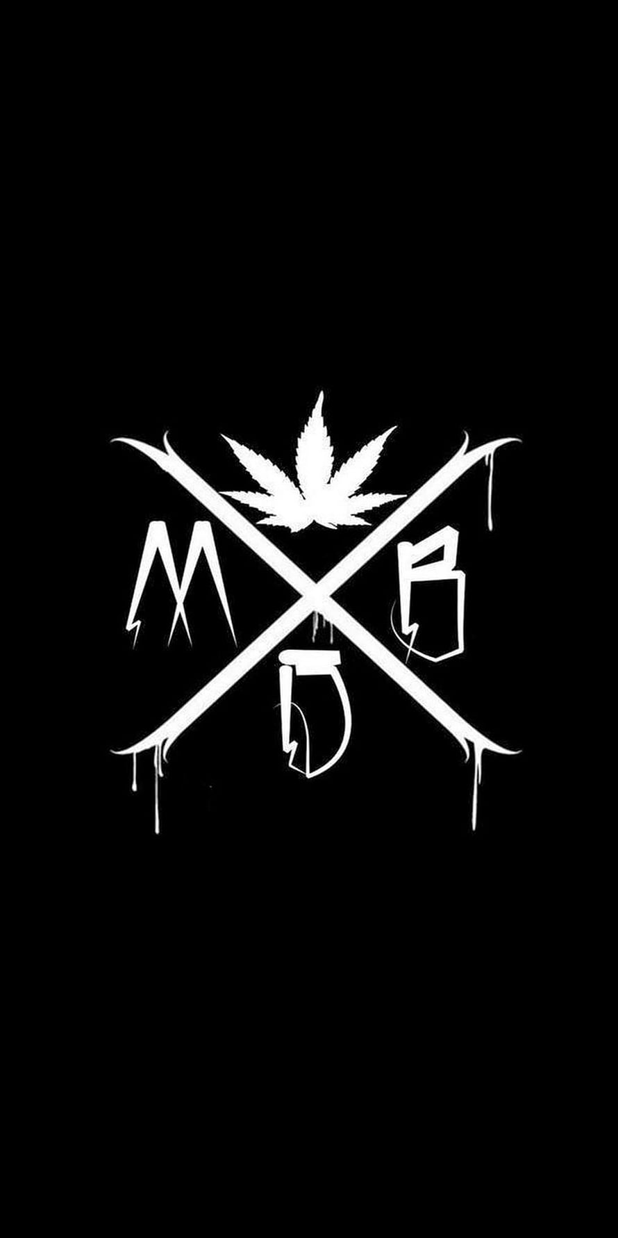 C.R.O. Cannabis Leaf Crossed Swords Logo on Black Background HD phone wallpaper