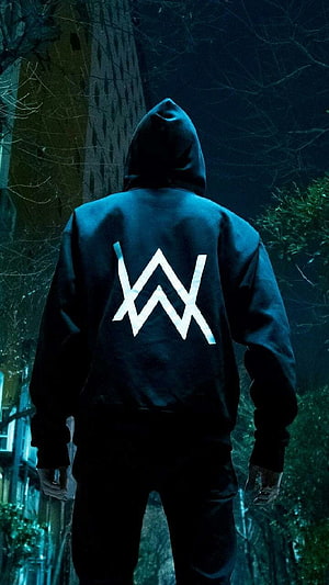 Alan Walker Hoodie Back View in Dark Urban Night Setting HD phone wallpaper