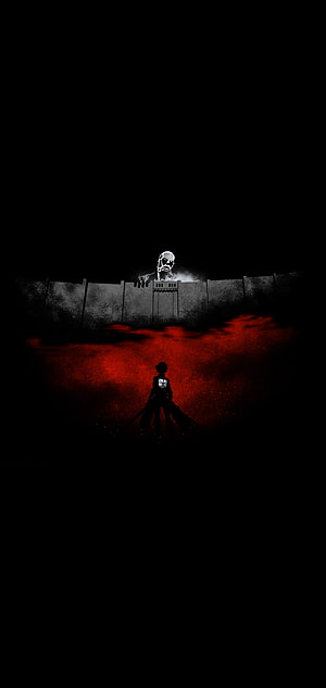 Attack on Titan Minimalist Artwork Featuring Soldier Silhouette and Colossal Titan HD phone wallpaper