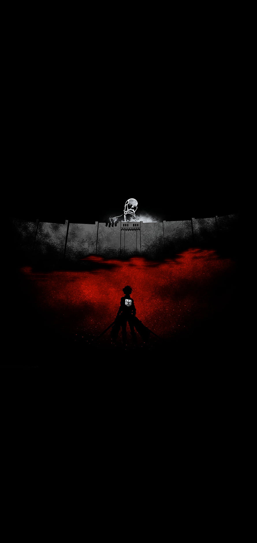 Attack on Titan Minimalist Artwork Featuring Soldier Silhouette and Colossal Titan HD phone wallpaper