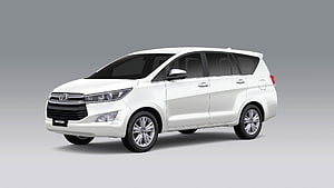 White Toyota Innova Crysta MPV Studio Shot on Neutral Gray Background HD wallpaper