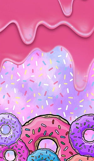 Kawaii Donut Birthday Wallpaper With Pastel Sprinkles And Glossy Pink Icing HD phone wallpaper