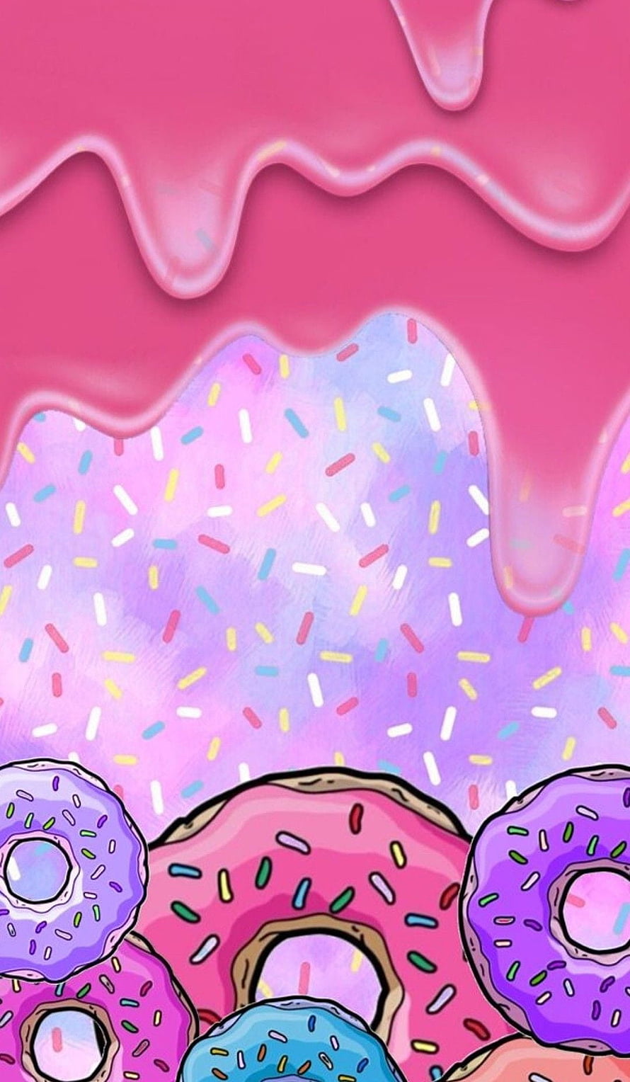 Kawaii Donut Birthday Wallpaper With Pastel Sprinkles And Glossy Pink Icing HD phone wallpaper