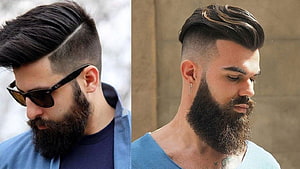 Modern Men's Slicked Back Pompadour With Beard And Fade HD wallpaper