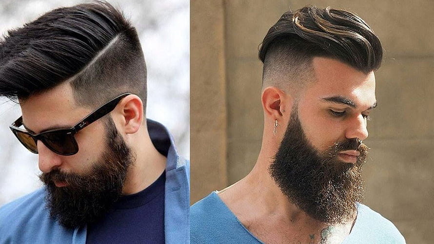 Modern Men's Slicked Back Pompadour With Beard And Fade HD wallpaper