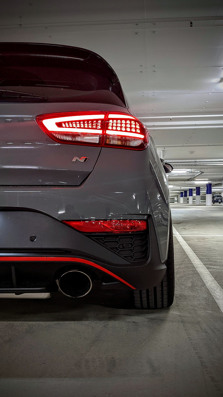 Hyundai i30 N Performance Facelift Rear Detail in Underground Parking HD phone wallpaper
