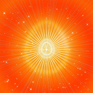 Radiant Orange Sunburst with White Light Rays and Sparkling Stars HD phone wallpaper