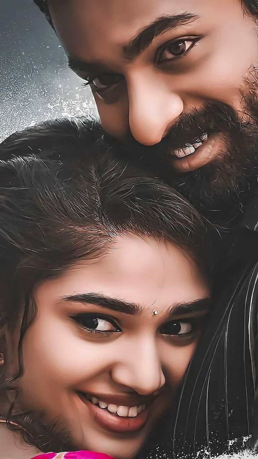 Kriti Shetty and Partner in Intimate Close-Up Portrait with Warm Smiles HD phone wallpaper