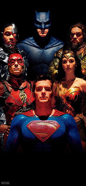 Justice League Heroes Group Portrait Featuring Superman Batman Wonder Woman Aquaman Flash Cyborg HD phone wallpaper