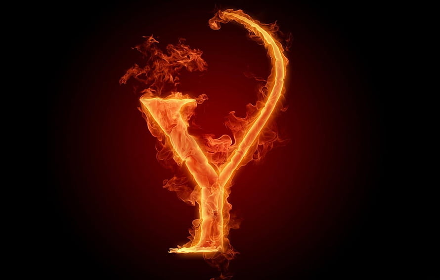 Burning Letter Y in Vivid Orange Flames Against a Dark Background HD wallpaper