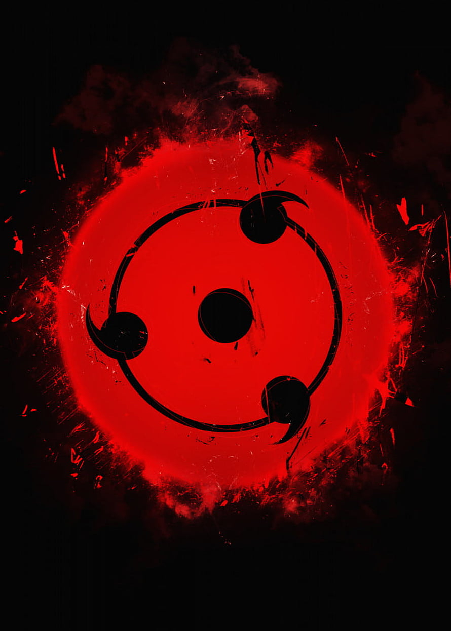 Mangekyou Sharingan Eye Symbol with Red Glow and Dark Smoke HD phone wallpaper