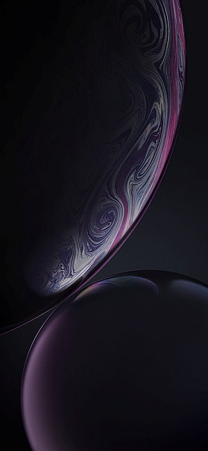 Dark Abstract Marble Spheres with Swirling Purple and Pink Veins on Black Background HD phone wallpaper