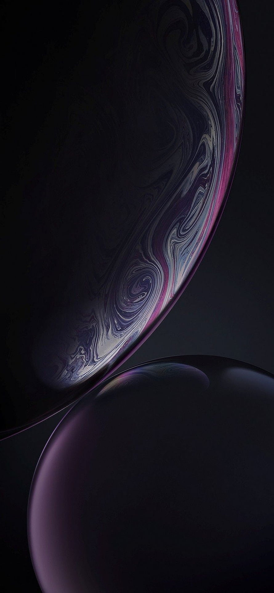Dark Abstract Marble Spheres with Swirling Purple and Pink Veins on Black Background HD phone wallpaper