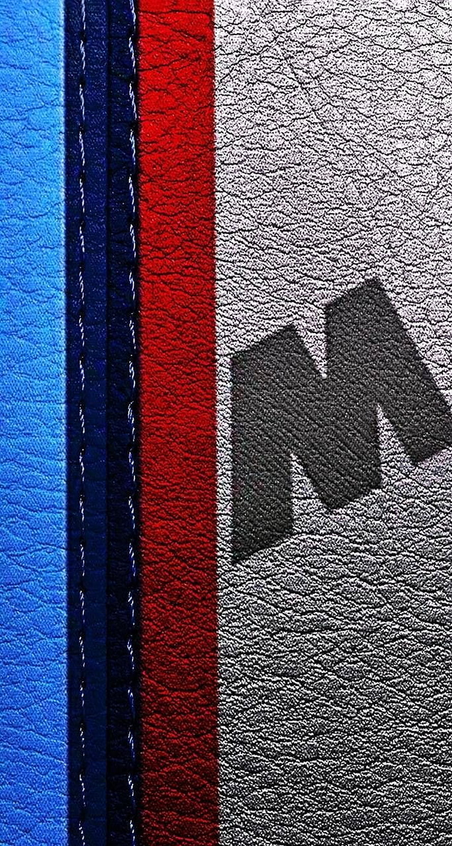BMW M Power Stripes on Leather Texture Close-Up HD phone wallpaper