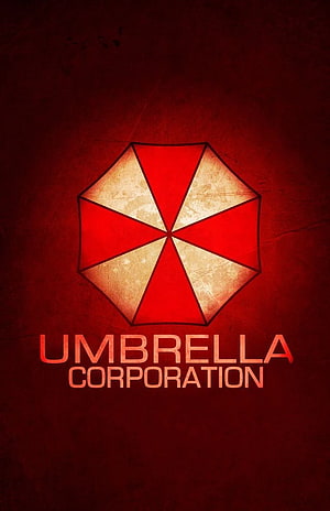 Resident Evil Umbrella Corporation Logo on Dark Red Textured Background HD phone wallpaper