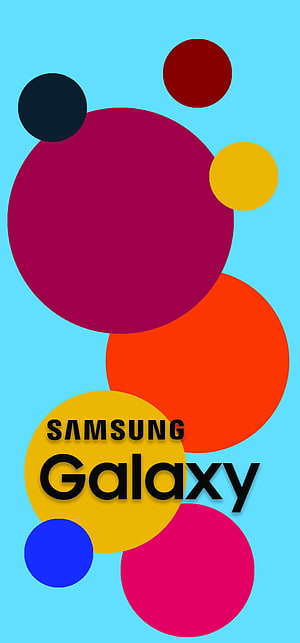 Samsung Galaxy Abstract Geometric Wallpaper with Vibrant Overlapping Circles on Cyan Background HD phone wallpaper