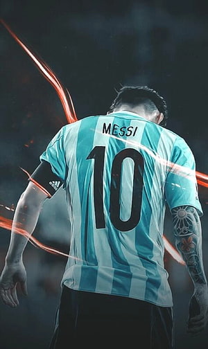 Lionel Messi Argentina National Team Jersey Number 10 Dramatic Back View HD phone wallpaper