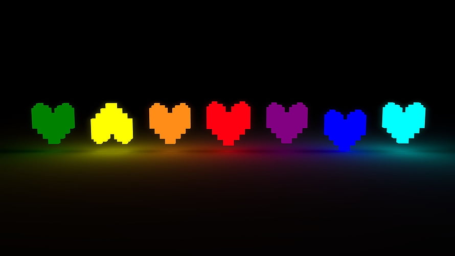 Undertale Pixel Heart Health Bar on Black Background HD wallpaper