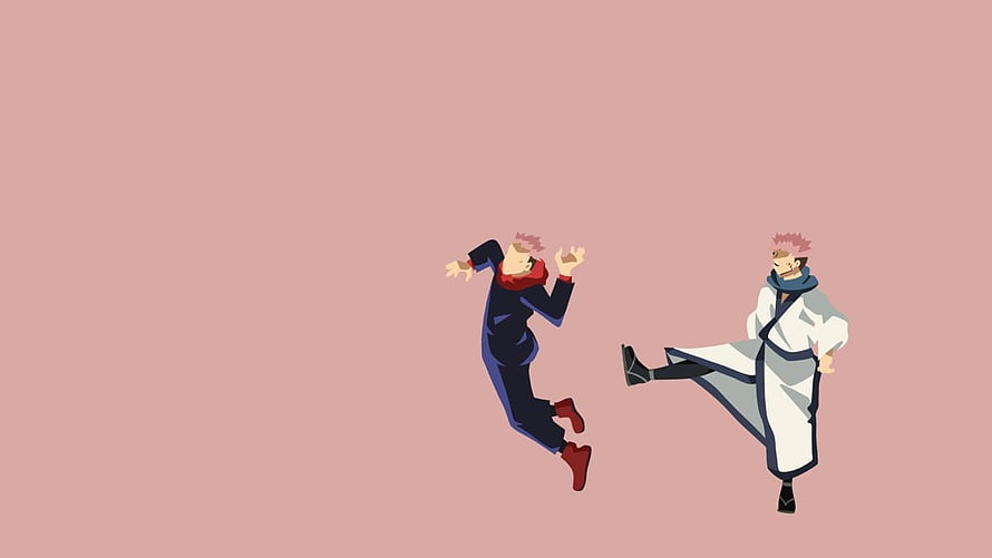 Itadori Yuji and Sukuna Minimalist Jujutsu Kaisen Anime Illustration HD wallpaper